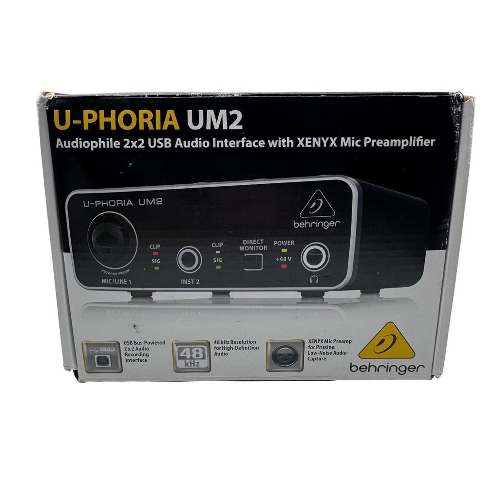 Behringer U-Phoria UM2 USB Audio Interface XENYX Mic Preamp Black